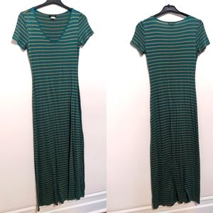 Maxi Dress Size Small (Turquoise & Mustard Yellow Stripes)